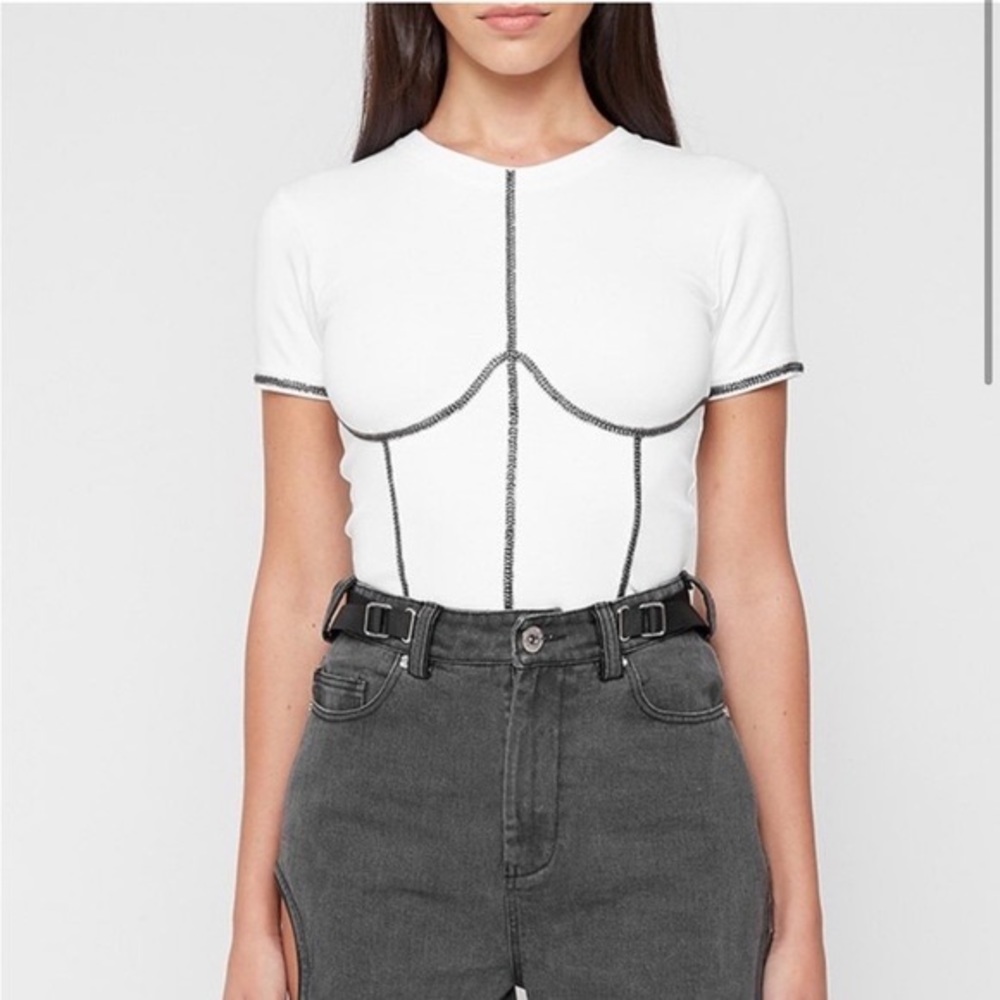 Maniere de voir embellished white corset top